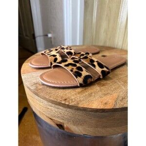 J Crew Women’s Slide Sandals - Leopard Print  Size 7 EUC